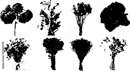 Broccoli vegetable illustration in black vintage style. Set of simple vector drawings for various digital uses.