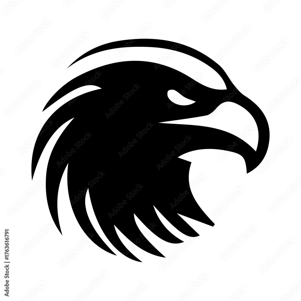 Obraz premium Streamlined Eagle Head Profile with Smooth, Curved Lines Logo