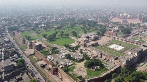 Ariel view of Lahore Fort and Badshahi Masjid, Mughal Heritage Landmarks of Lahore