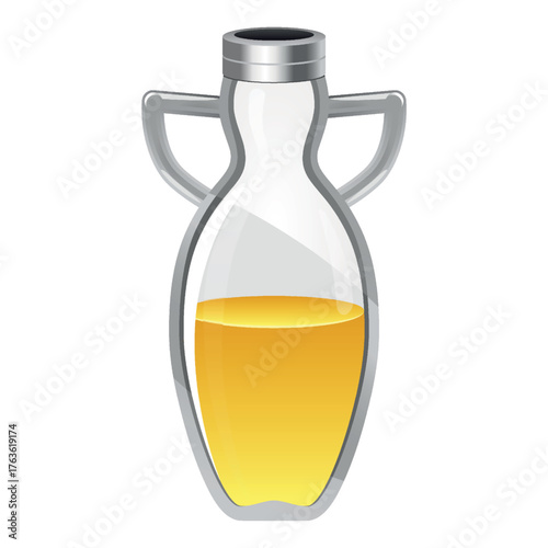 Realistic bottle with sunflower or olive oil isolated on white background - Vector illustration