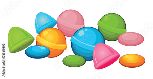 Realistic colorful sucking candies against white background - Vector illustration