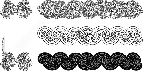Decorative spiral patterns in black and white artistic arrangement