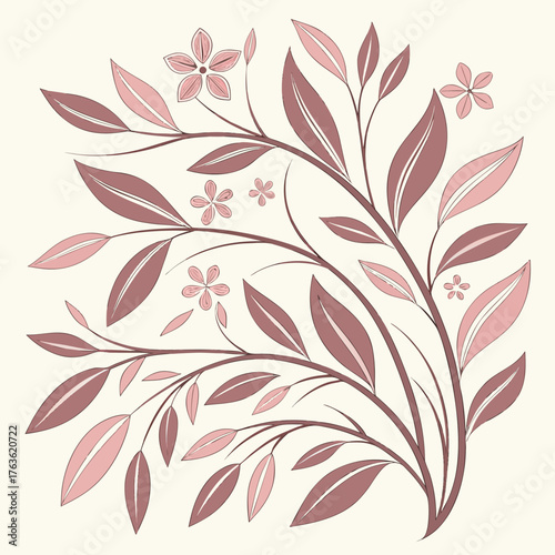 Organic floral pattern with overlapping leaves and flowers