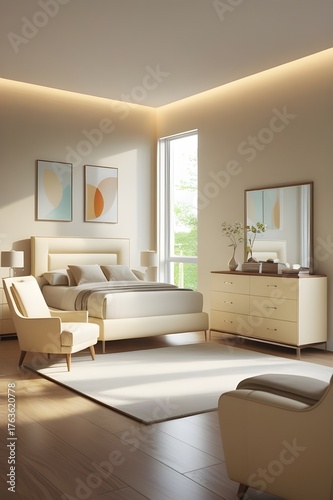 modern cosy bedroom interior