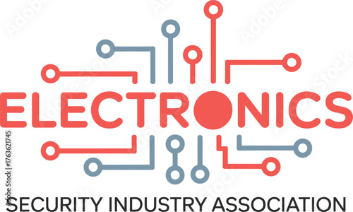 Modern electronics security industry association logo design technology concept