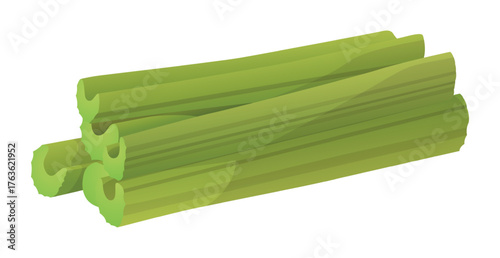 Realistic fresh ripe celery isolated on white background - Vector illustration