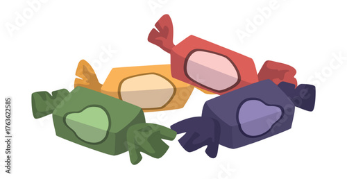 Realistic chocolate candies in colorful wrappers on a white background - Vector illustration