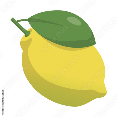 Realistic fresh ripe lemon isolated on white background - Vector illustration