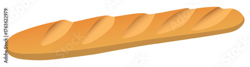 Realistic freshly baked baguette bread on white background - Vector illustration