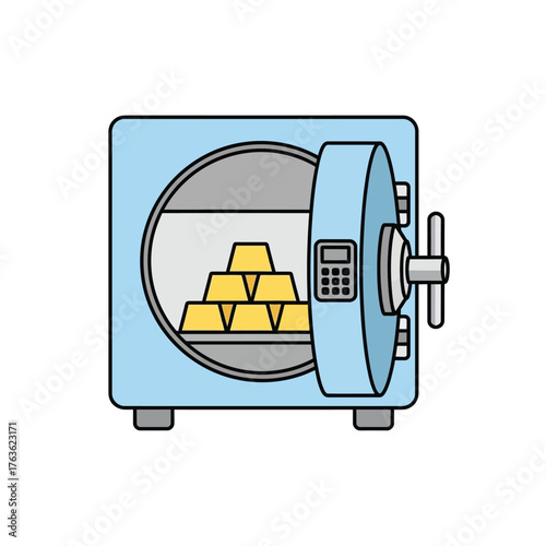 An open security safe reveals a stack of shining gold bars