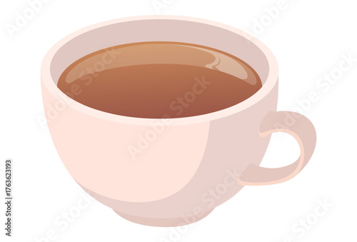 Realistic freshly brewed cappuccino isolated on white background - Vector illustration
