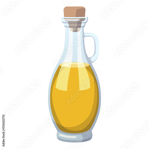 Realistic bottle with sunflower or olive oil isolated on white background - Vector illustration