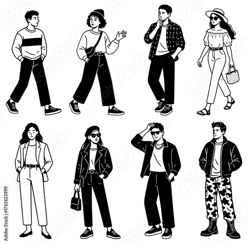 Modern People Outfit Illustration Set