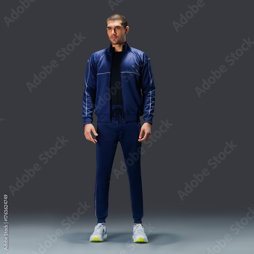Modern fitness fashion concept showing stylish activewear design for men.