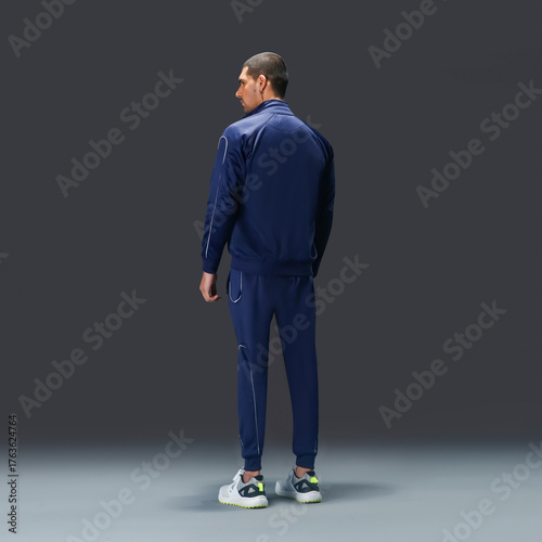 Modern fitness fashion concept showing stylish activewear design for men.