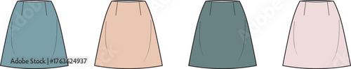 Elegant midi skirts with varied color options for fashion design projects