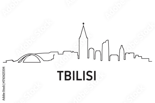 Tbilisi Line Art skyline silhouette. Black Tbilisi city design. with white background