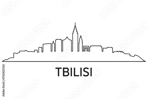 Tbilisi Line Art skyline silhouette. Black Tbilisi city design. with white background
