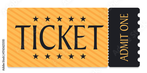 Realistic ticket admit for festivals, event, theater, concert, play.