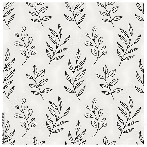 Hand drawn botanical vector seamless pattern with minimalist leaves
