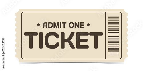 Realistic ticket admit for festivals, event, theater, concert, play.