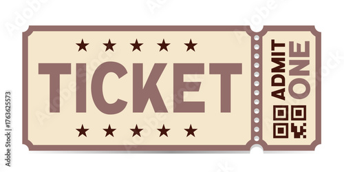 Realistic ticket admit for festivals, event, theater, concert, play.