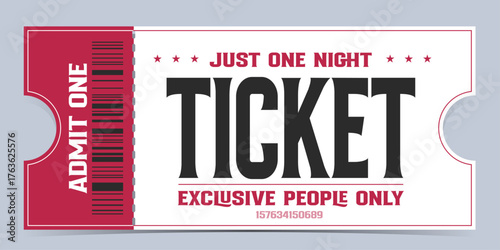 Realistic ticket admit for festivals, event, theater, concert, play.