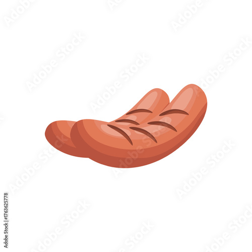 Cooked German Bavarian sausages on a white background - Vector illustration