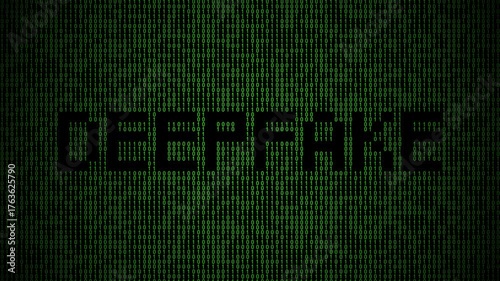 Binary deepfake AI animation with data distortion motion.