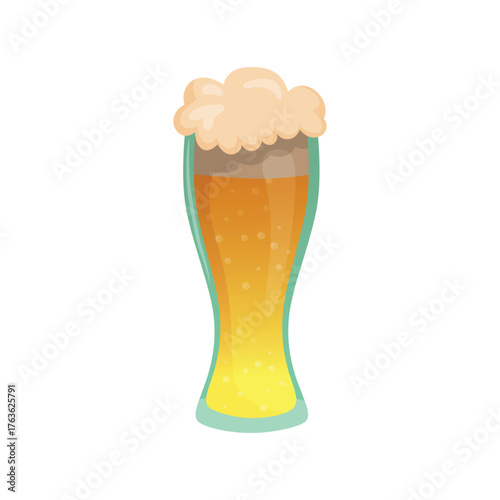 Glass of fresh beer isolated on white background - Vector illustration