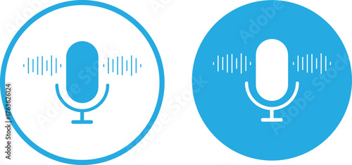 Microphone with sound wave icon. microphone icon with sound waves digital audio recording device.Voice message and podcast symbol.Audio speech podcast mic symbol on transparent background
