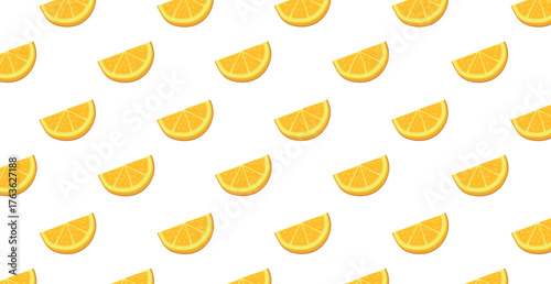 Panoramic pattern white background to orange slices - Vector illustration