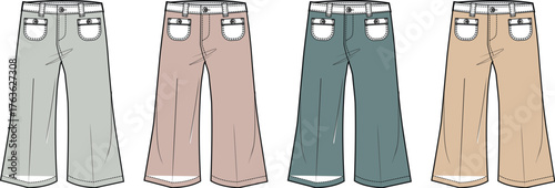 Colorful Fashion A Set of Trendy Wide-Leg Pants in Different Shades for Style Inspiration