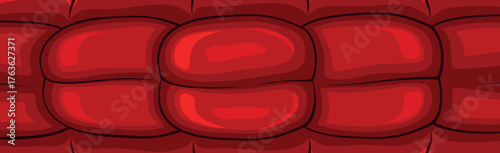 Panoramic red fresh salami sausage pattern - Vector illustration