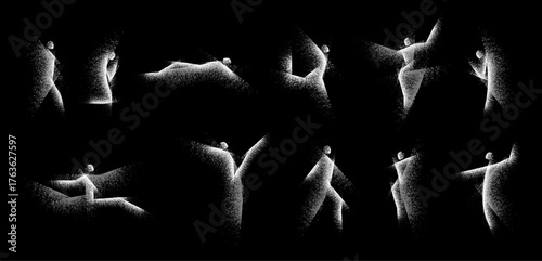 Dance human silhouette graffiti. People dancing watercolor airbrush. Angel body, woman athlete street art. Energy ballet jump, rhythmic fit freedom symbol. Paint particle splash, brush spray drip art.