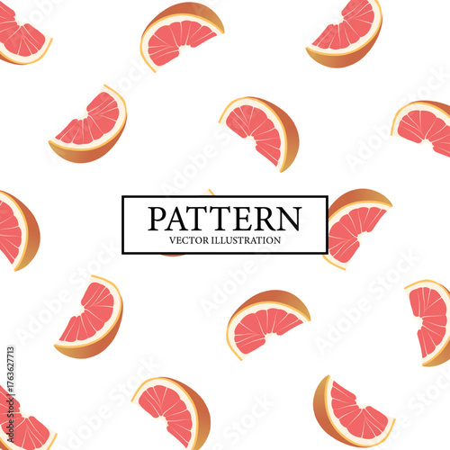 Pattern background of fresh grapefruit slices - Vector illustration