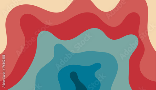Abstract Topographic Contour Lines Background with Wavy Layers