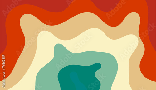 Abstract Topographic Contour Lines Background with Wavy Layers