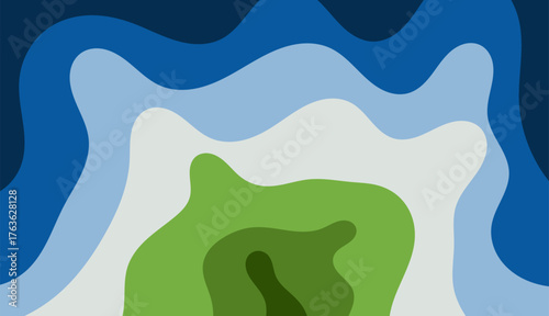 Abstract Topographic Contour Lines Background with Wavy Layers