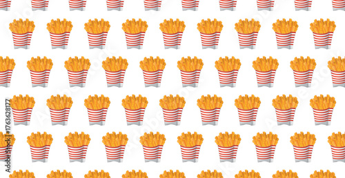 Panoramic pattern packaging with french fries on a white background - Vector illustration