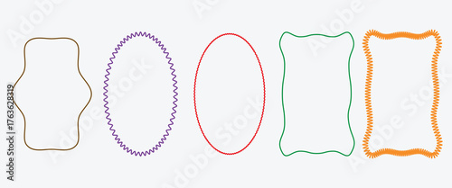 Frame decoration background set. Cute wavy lace and curly wedding decor. Set of elegant whimsical hand drawn, Elegant classic line decorations with zigzag and whimsy edges. eps 10