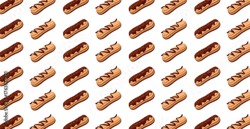 Panoramic eclair pattern on white background - Vector illustration
