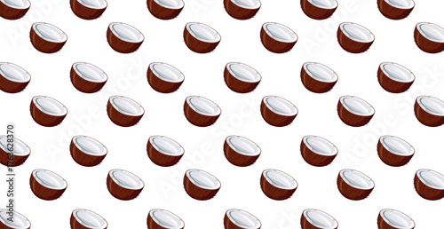 Panoramic pattern coconut on a white background - Vector illustration