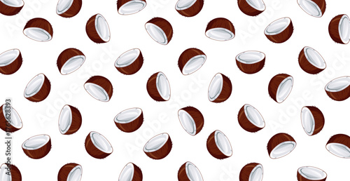Panoramic pattern coconut on a white background - Vector illustration