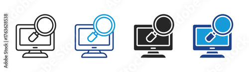 Online Search icon set multiple style collection