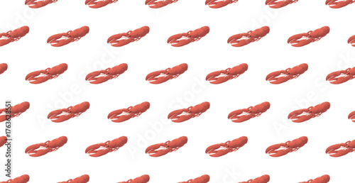 Panoramic pattern royal crayfish on a white background - Vector illustration