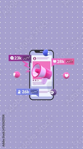 Animation Showcasing Social Media Analytics, Content Performance Tracking, And Strategic Optimization In Vertical Video Format. Useful For Illustrating Metrics, Reporting, And Data-Driven Marketing.