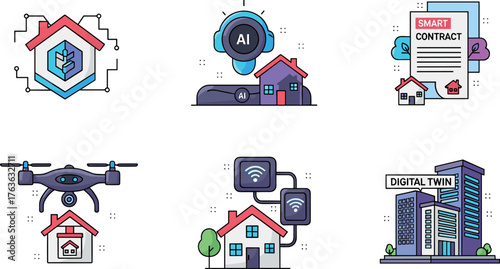 Smart Home Technology and Digital Innovation Icons