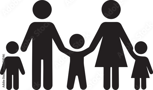 PrintStylized silhouette of a family with two children