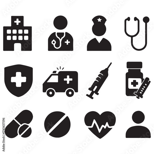 Healthcare glyph icon set vector